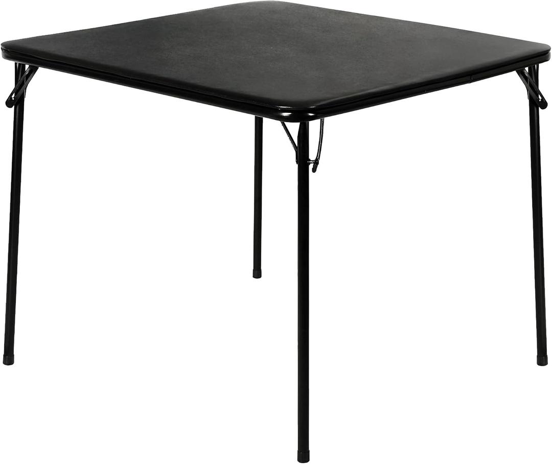 VECELO 34'' Folding Card Table Square with Soft Padded Tabletop, Portable for Dining Room, Parties, Games, Puzzles, Black, 1 Piece