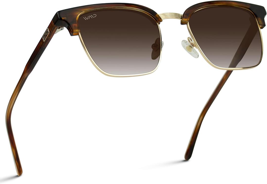 WearMe Pro - Modern Semi-Rimless Rectangular Polarized Trendy Sunglasses for Men and Women (Crystal Smoke Brown / Brown Lens)