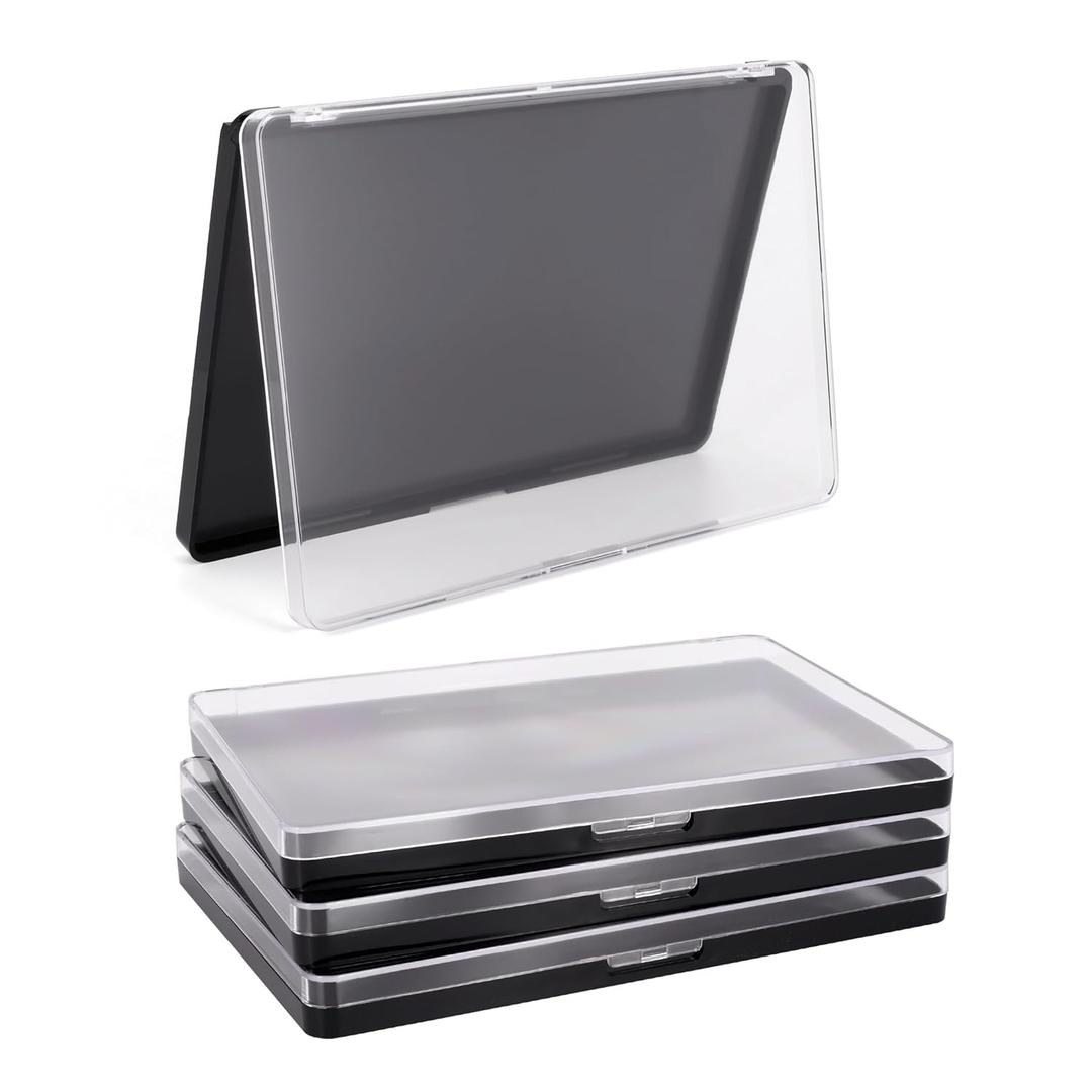 Magnetic Makeup Palette with Clear Top, 3Pack Empty Eyeshadow Pan Dispensing Storage Box with 60Pcs Adhesive Metal Stickers for DIY Cosmetics Lipstick Blush Powder-7.87X5.51Palette