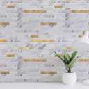 Art3d 10-Sheet Peel and Stick Stone Overlay Kitchen Backsplash Tile - Volakas White Embellished with Metal Gold (11.7" x 12")