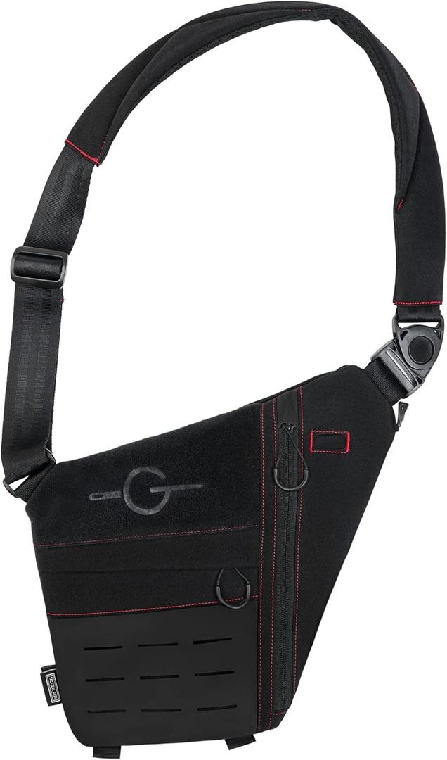 TACTICAL GEEK Lightweight Multipurpose Daypack for Daily Carry, Outdoor Sports, Hiking, Camping, Trekking (Black Red & Left)