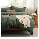 Bedsure California King Size Duvet Cover with Fitted Sheet - 4 Pieces Prewashed Polyester Extra Soft Bedding Set, Includes 1 Duvet Cover 104x98 Inches, 2 Pillow Shams, 1 Fitted Sheet, Olive Green