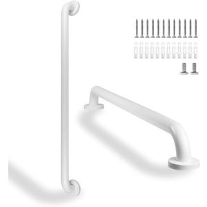 Shower Grab Bar, 2 Pack 32 Inch White Bathroom Safety Bar, 1.25" Diameter 304 Stainless Steel Grab Bars for Bathtubs and Showers, Handicap Shower Grab Bar for Seniors Elderly