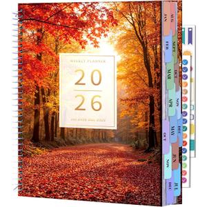 CAGIE 2026 planner Weekly and Monthly Jan 2026-Dec 2026 Hardcover Hourly Daily Planners for Women 26 Calendar Planner with Stickers Spiral Bound Yearly Agenda, 8.5 x 11