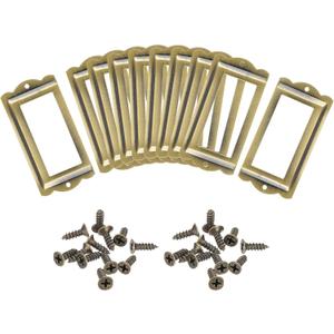 uxcell Metal Label Holders, 85x40mm 10pcs File Name Card Tag Label Holder Frame for Office Library Drawer Cabinet Shelves, Bright Bronze