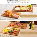 Bamboo Cutting Board Set, 2PCS Double-Sided Chopping Boards for Kitchen Meal Prep & Serving, Charcuterie, Juice Grooves & Side Handle, Ideal for Meat, Vegetables, Kitchen Essentials (14.9"L x 0.6"W, Light Brown)