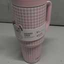 Ello Oasis 40 oz Tumbler with Handle & Retracting Straw | Reusable Insulated Stainless Steel Cup 100% Leakproof, Gifts for Teens Women Men | Keeps cold for 24 Hours, Cup Holder Friendly, Pink Gingham