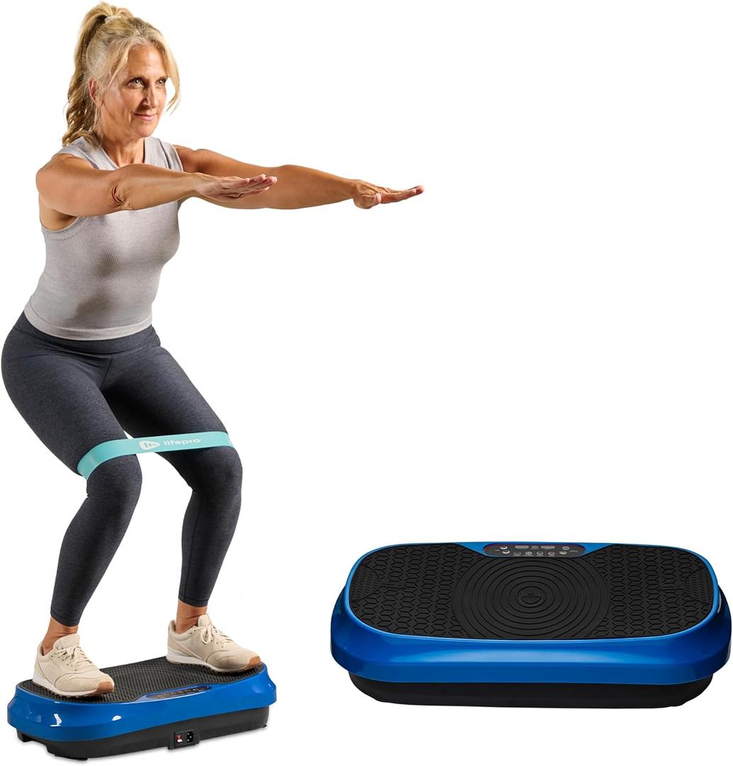 Lifepro Waver Mini Vibration Plate for Lymphatic Drainage  Whole Body Vibrating Platform Exercise Machine for Muscle Toning & Recovery with Remote & Resistance Bands, Max Load 260 lb (Blue)