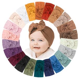 Jesries 22 PCS Baby Headbands Soft Nylon Hairbands with Bows Girls Hair Accessories for Newborn Infant Toddler Kids Handmade (Army Green)