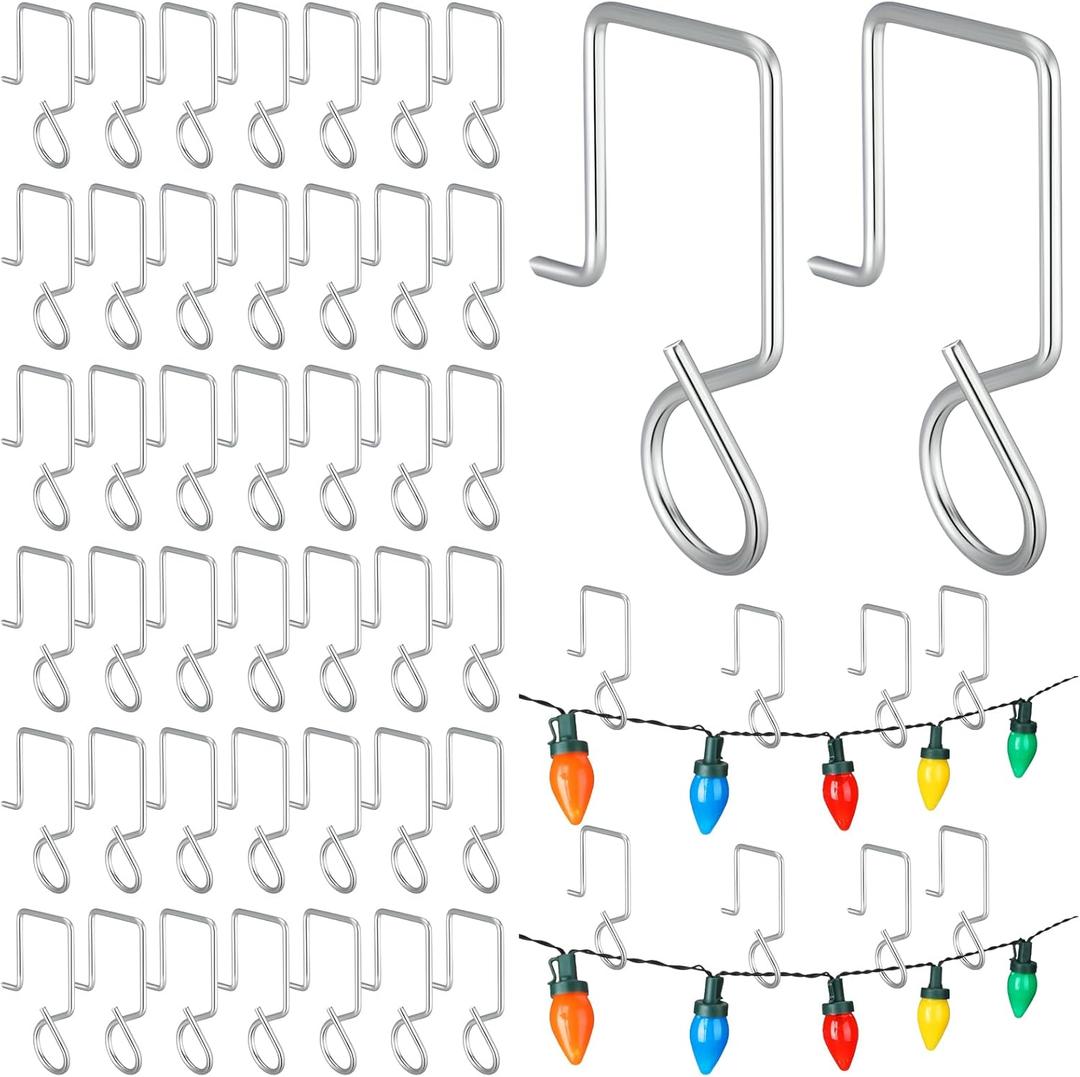 Pinkunn 120 Pcs Christmas Lights Gutter Clips Stainless Steel Christmas Light Q Hangers Hooks for Mesh Leaf Gutter Guard Weatherproof Xmas Clip for Outdoor Lights Heavy Duty Metal Hooks for Holiday