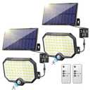 TECKNET Solar Outdoor Lights, 2500LM LED Flood Lights with Remote Control Solar Motion Sensor Lights with 3 Modes, IP65 Waterproof, Solar Powered Security Lights for Outside Patio, Yard, Garage