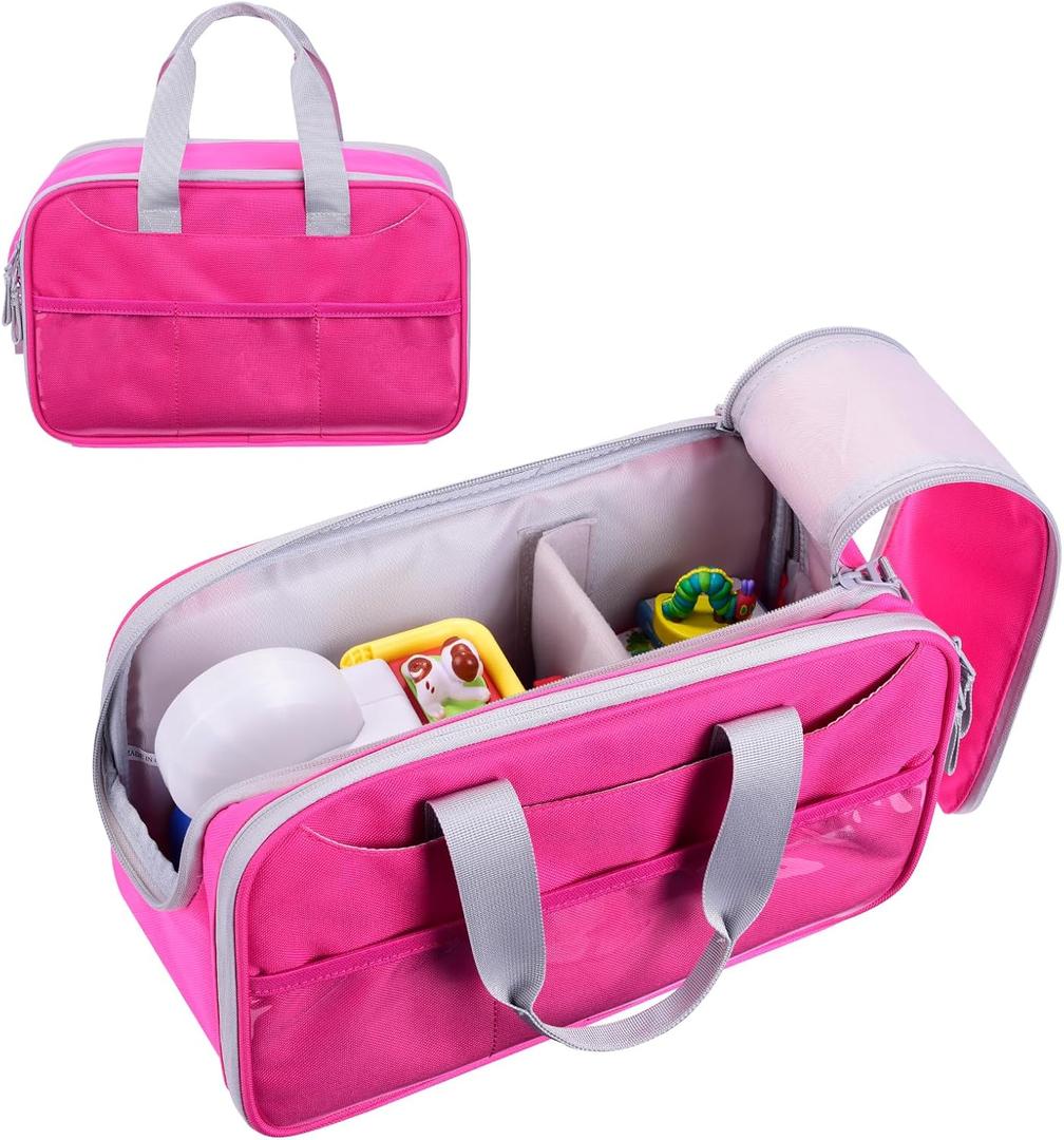 DDgro Carrying Case for Little Tikes Story Dream Machine Books, Storage Bag for Story Book & Characters, with Hand-Strap (Rosy Pink)
