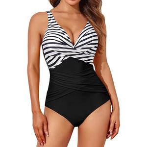 Smismivo Tummy Control Swimsuits for Women Slimming One Piece Bathing Suit Retro Ruched Push Up Vintage Padded Swimwear, Size: M Smismivo Tummy Control Swimsuits for Women Slimming One Piece Bathing Suit Retro Ruched Push Up Vintage Padded Swimwear, Size: M