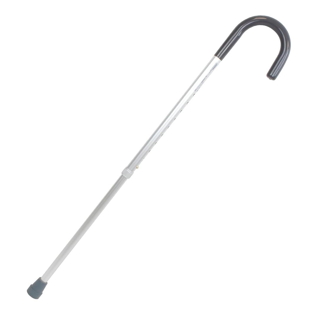 Dynarex Lightweight Aluminum Contoured Comfortable Round Handle Cane with Vinyl Grip, Silver