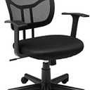Amazon Basics Mesh Mid-Back Adjustable-Height 360-Degree Swivel Office Desk Chair with Armrests, Lumbar Support and Easy to Assemble, Black