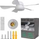 25" Socket Fan Light with RemoteE26/E27-66W 3 Colors 3000-6500K Socket Breeze Ceiling Fan,6 Speed Wind Light Bulb Fan for Bedroom, Living Room, Kitchen, Garage(White)