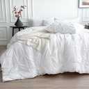 Maple&Stone White Queen Comforter Set, 7 Pieces Bed in a Bag Queen, Pintuck Bedding Sets with Comforter, Sheets, Pillowcases & Shams - White