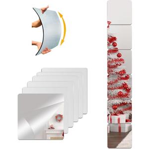 Unbreakable Acylic Small Mirror Tiles for Kids, (6-Pcs 8x8 Inch) Plastic Mirrors for Wall, Stick on Mirrors for Small Decorative Mirror, Shatterproof Peel and Stick on Miroir Tiles for Wall Decor