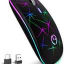 TaIYanG Wireless Mouse, 2.4G Portable Optical Quiet RGB Mouse with USB Receiver and Type C Adapter, 3 Adjustable DPI Levels, Wireless Computer Mouse for Laptop, Computer, PC, MacBook, Desktop