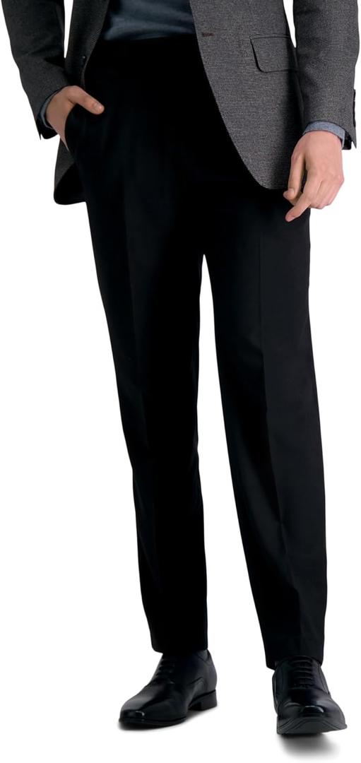 Haggar Mens Premium Comfort Dress Pant-Straight Fit Flat Front (Regular and Big & Tall Sizes) (40W x 30L, Black)