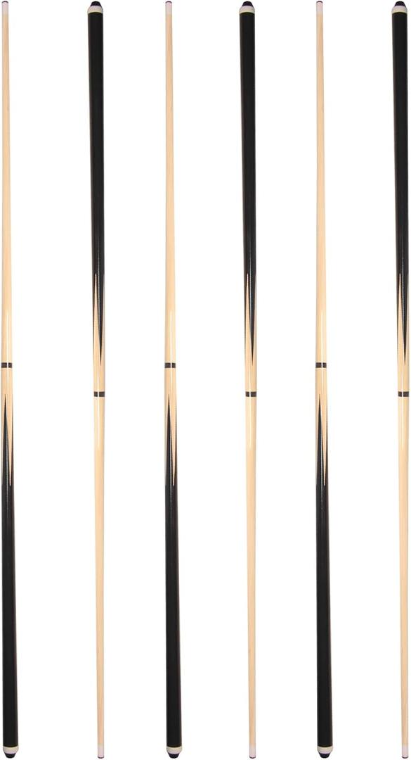 Pool Sticks 2-Piece 58 Inch Wooden Billiard Cue Hard Wood Pool Cues 19-21 oz Economic Cues Good for House and Bar Use American Pool Game Practice Cues for Begginer Starters, Set of 6