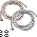 2 Pack 10 FT Stainless Steel Washing Machine Inlet Hose, Hot and Cold Water Washer Supply Hoses,3/4" Fittings Washing Machine Fill Hose