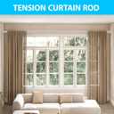 MEXAU Tension Curtain Rod 41-126”, Heavy Duty Silver No Drill Shower Rod