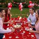 3 Pack Valentine Tablecloth 5484 Inch Rectangle, Red Pink Heart Fabric Table Cloth Disposable Rectangle Table Cover for Wedding Valentines Tables Decorations
