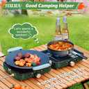 2-Burner Foldable Camping Stove with Griddle and Carrying Bag, Portable Propane Camp Stove with 2 Adjustable Burners & Piezo Ignition for Camping Tailgating Essentials Gear (Green)