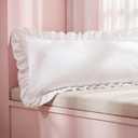 Bedsure Ruffle Body Pillow Covers, Ruffled Long Pillowc Shams, Double Brushed Microfiber Ruffled Pillow Case Covers with Envelope Closure, White, 20" x 54"