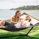 SUNCREAT Hammocks for Outside with Stand, Extra Large Double Hammocks 2 Person Heavy Duty, 450 lbs Capacity, Dark Gray