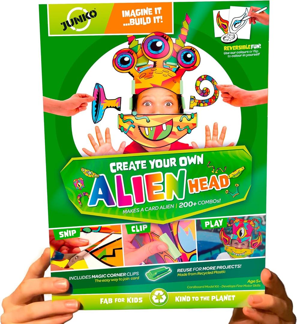 JUNKO Create Your Own Alien Craft Set | Build and Color STEAM Toy for Kids | Boys & Girls Ages 610 | Fun for Parent & Child | Rainy Day Activity