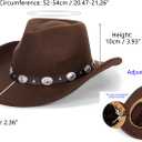 Kids Western Cowboy Hat Wide Brim with Band Wool Felt Vintage Jazz Fedora Cowgirl Hats for 3-7 Years Boys Girls (Brown)