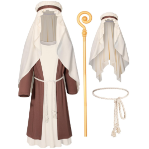 Kids Nativity Saint Joseph Robe Shepherd Costume Boys Halloween Cosplay Outfit Accessories Set