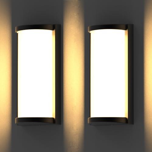 Sytmhoe Modern Exterior Wall Lights, 2Packs 3000k Outdoor Light Fixtures,LED Wall Mounted Lamps,Matte Black Porch&Patio Light for House,IP65 Waterproof for Garage Hallway Stairs Gardens(1packs)