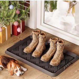 Rubber Boot Tray, Shoe Trays for Entryway, Versatile Boot Mat Tray with Raised Edge, 27.5"x16" Rubber Mat for Shoe Organizer Indoor/Outdoor Use