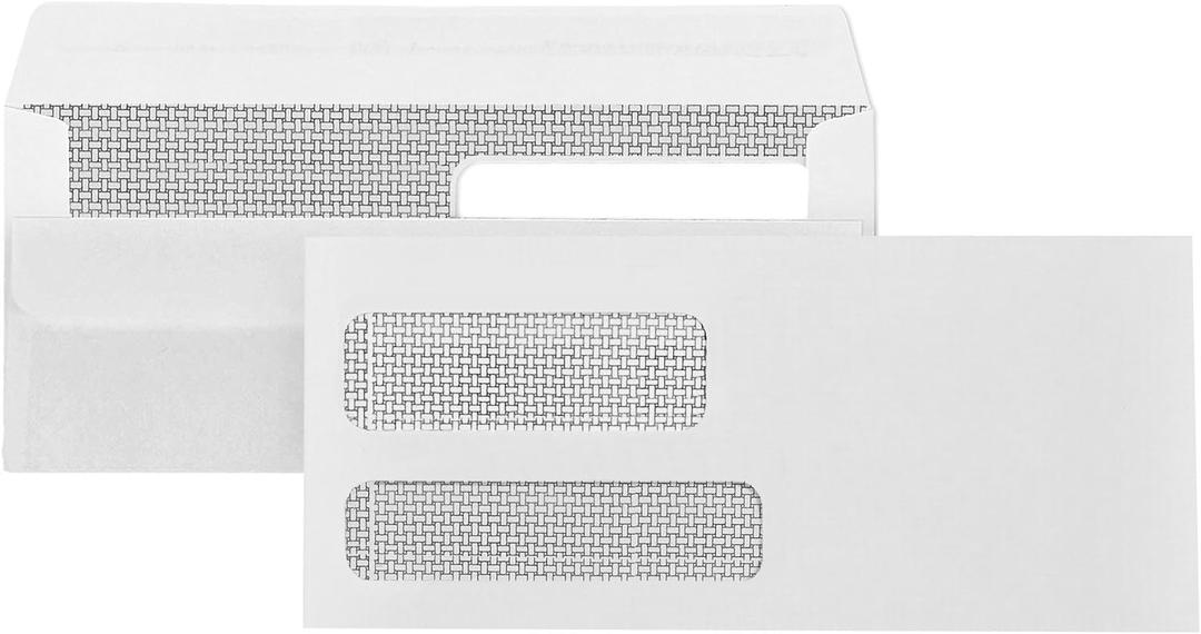 500 No. 9 Flip and Seal Double Window Security Envelopes - Designed for Quickbooks Invoices and Business Statements with Self Seal Flip Press and Seal Flap -Number 9 Size 3 7/8 Inch X 8 7/8 Inch