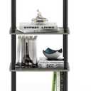 Furinno Turn-N-Tube No Tool 4-Tier Storage Shelf, Narrow, French Oak Grey/Black, 4-Tier Round Tube