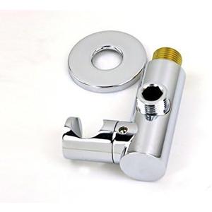 Weirun Modern Bathroom Brass 1/2" NPT Round Shower Wall Outlet Handheld Shower Spray Head Adjustable Bracket Holder Supply Elbow Hose Connector Wall-mounted, Chrome