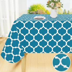 Smiry Rectangle Table Cloth, Waterproof Vinyl Tablecloths with Flannel Backing for Rectangle Tables, Wipeable Spillproof Plastic Tablecloth for Dining, Camping, Indoor and Outdoor (52"x70", Teal)