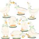 FYSUIMU 8Pcs One Silly Goose Wood Table Centerpiece Green Bow Goose Tabletop Detachable Sign Tiered Tray Decor for Baby Shower Gender Reveal Birthday Photo Props Party Favor Supplies