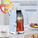 SUSTEAS Electric Kettle - 57oz Hot Tea Kettle Water Boiler with Thermometer, 1500W Fast Heating Stainless Steel Tea Pot, Cordless with LED Indicator, Auto Shut-Off & Boil Dry Protection, Blue