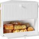 WOWLIVE Corner Bread Box for Kitchen Countertop, Large Vintage Bread Storage Container Bin for Homemade Bread, Double Layer Farmhouse Bread Holder for Kitchen, Cabinet, Pantry (White, Medium)