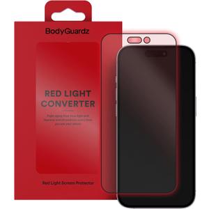BodyGuardz Red Light Converter Screen Protector Passive Red Light Therapy for Face - Promotes Better Sleep, Healthier Skin, Reduced Eye Strain 9H Tempered Glass, Easy Install (iPhone 17 Pro / 16 Pro)