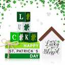 Yousoontic 15 Pcs St. Patrick's Day Table Decoration Shamrocks Wooden Block Signs St. Patrick Tiered Tray Decor Gnomes Centerpiece Sign for Farmhouse Holiday Tabletop Home Party Decor