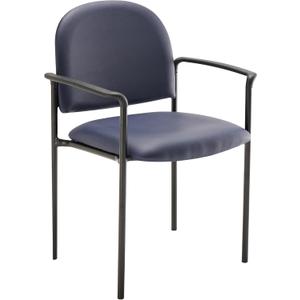 Flash Furniture Tiffany Side Reception Chair with Armrests, Stackable Vinyl Waiting Room Chair for Commercial or Residential Use, Navy, 23.5"Dx23.75"Wx33.25"H