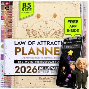 Manifestation Journal  Hourly, Weekly & Monthly Planner with Productivity App | 12-Month Life Organizer & Goal Planner | Spiral Journal, Habit Tracker, Foldable Vision Board & Gift Box (B5 (DATED) 10.1" x 7.2", Butterfly)