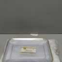 Mwellewm 12 Pcs White Plastic Serving Trays with Gold Rim, 14''x9'' Rectangle Dessert Trays for Dessert Table, Disposable Platters Cookie Cupcake Gold Serving Tray for Birthday Party Wedding