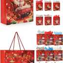 Rusikia 24 Pack Christmas Gift Bags Cute Santas-12pcs Small, Snowman-12pcs Medium Assorted Sizes Pictures Bulk Paper Gift Bag for Favors Birthday Xmas Holiday