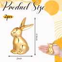 Wesiti 2 Pcs Easter Decorations Golden Bunny Figurines Set 4.5 Inch Ceramic Easter Rabbit Statue Vintage Bunny Figurine Gifts for Couples Home Office Table Decor Spring Party Supplies (Large)